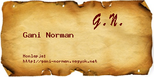 Gani Norman névjegykártya